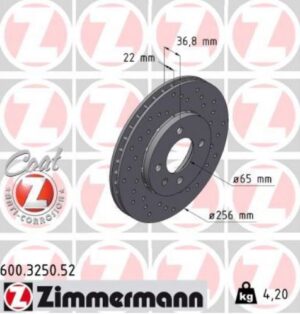 Sports Bremseskiver, sæt - Zimmermann (Up, Mii, Citigo)